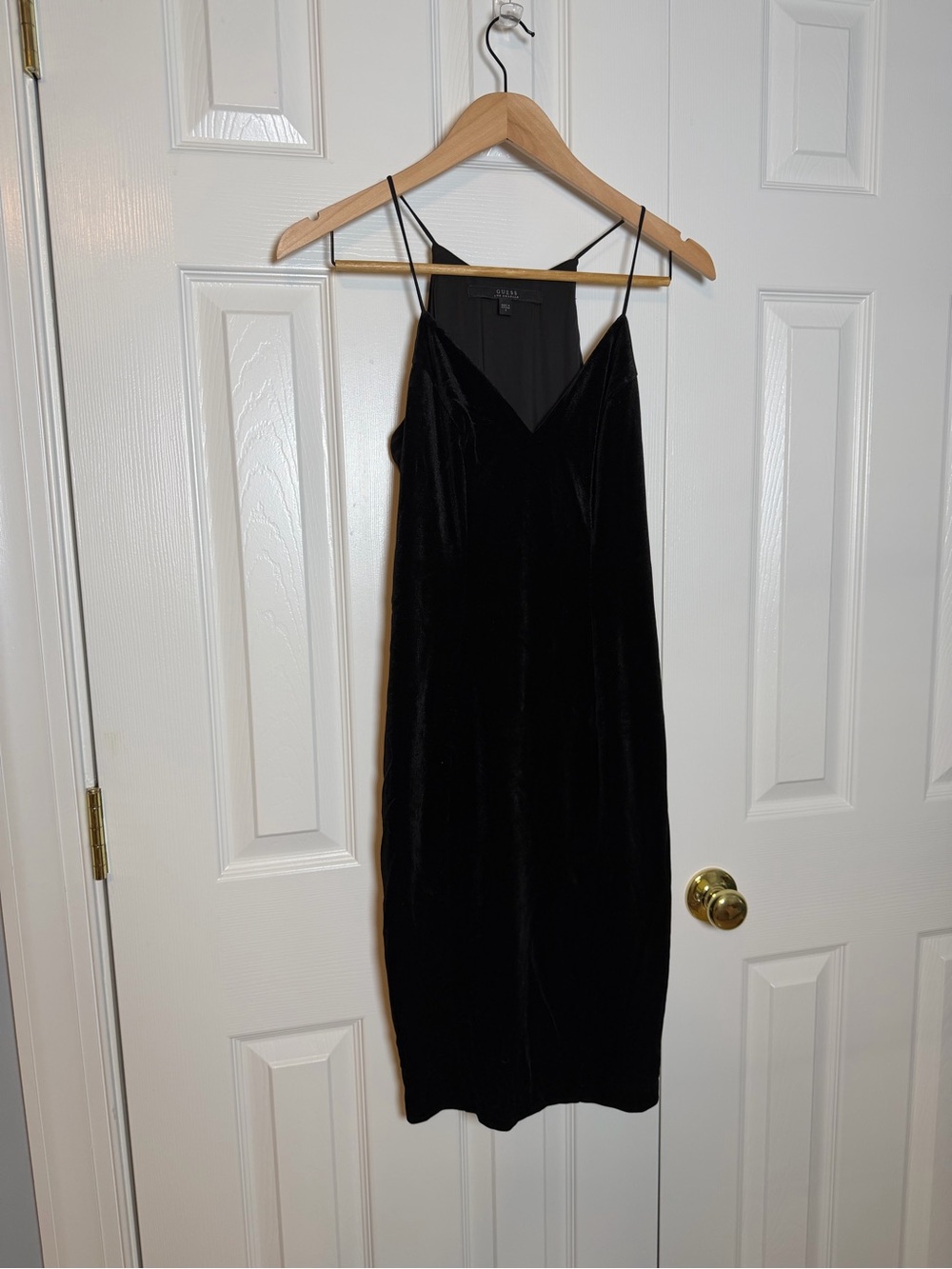 Guess Black Velvet Slip Mini Dress